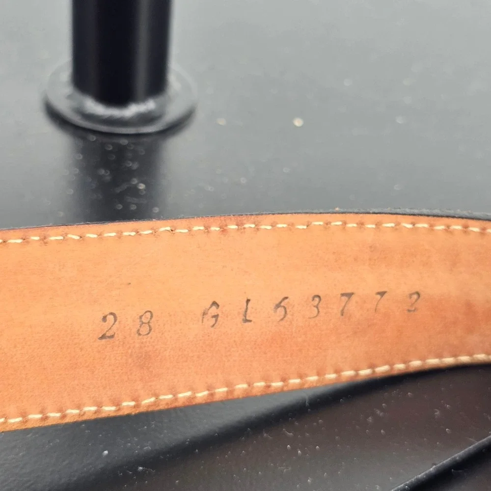 Vintage Western Black Leather Snakeskin Inlay Belt Made in USA Size 28 GL53772